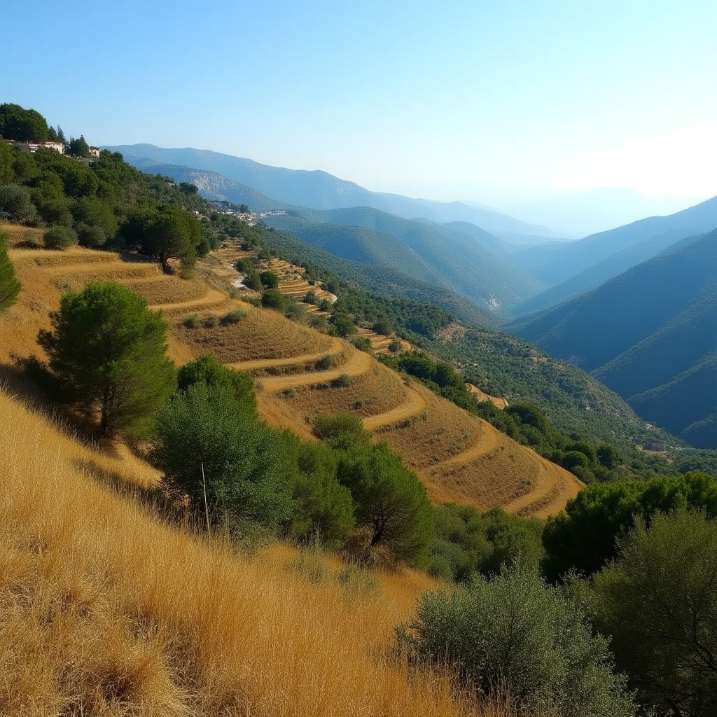 Plantación de nísperos en terreno montañoso